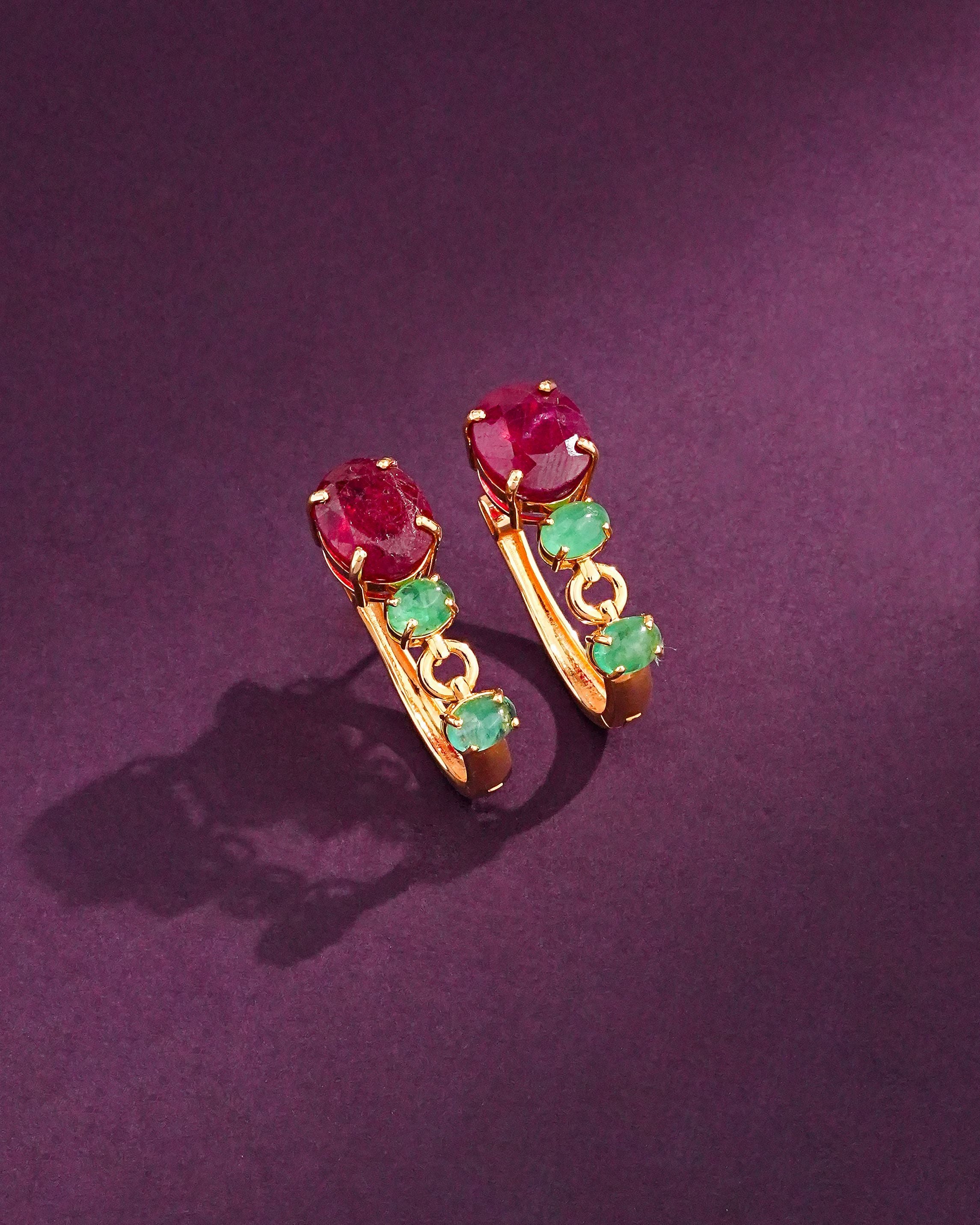 Monica Ruby And Emerald Hoops