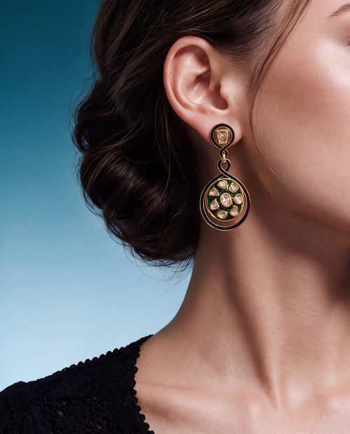 Yuvia Polki Long Earrings