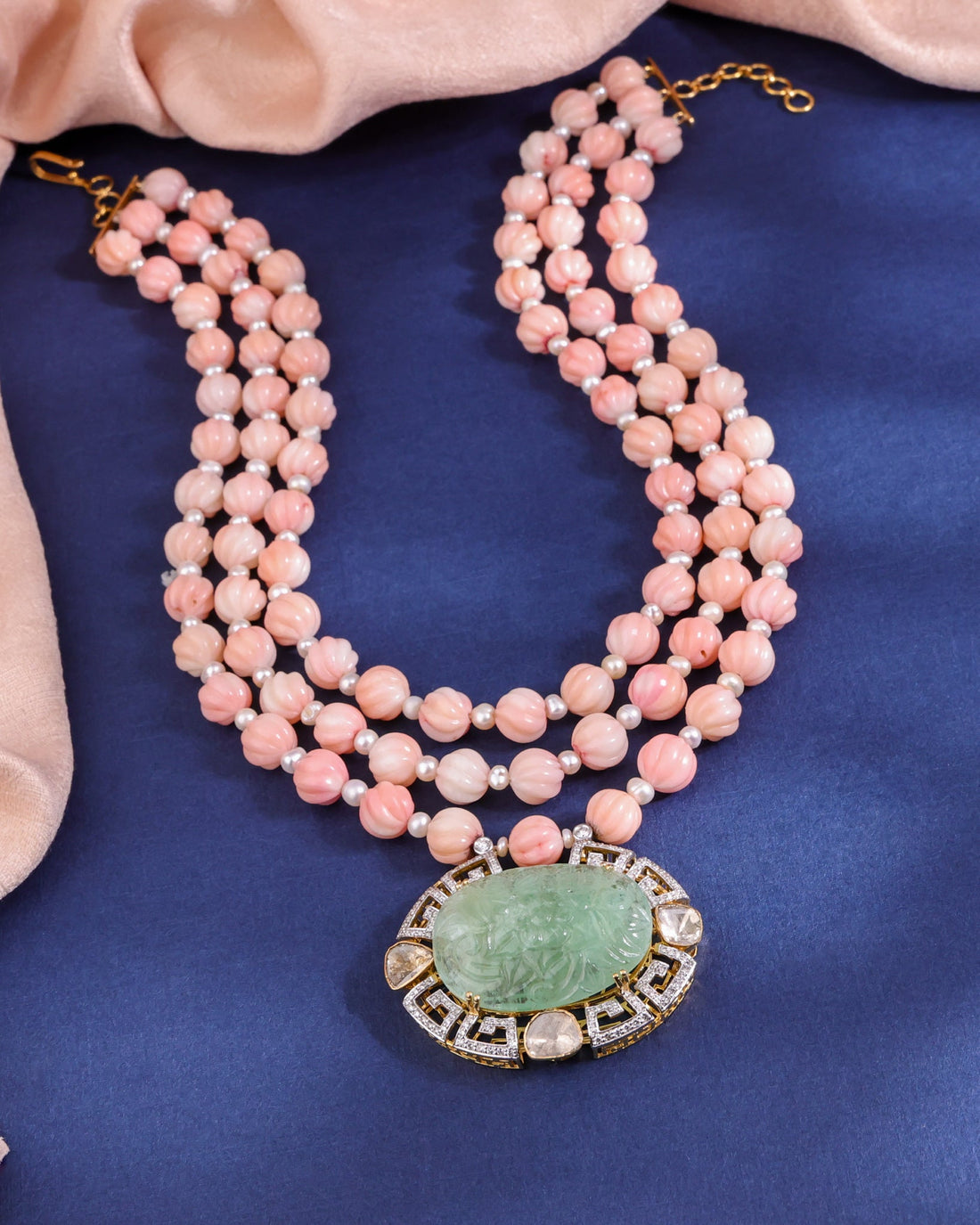 Raveena Polki And Diamond Bead Pendant