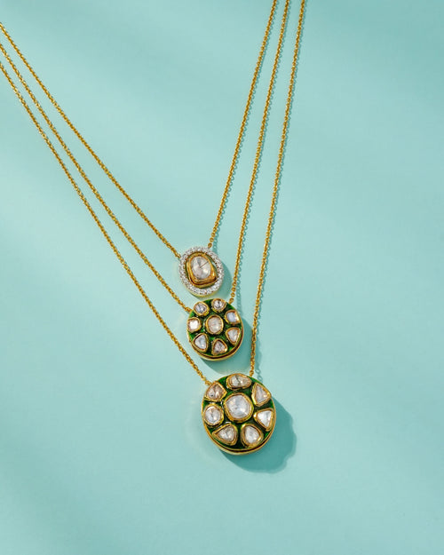 Kirti Polki And Diamond Pendant