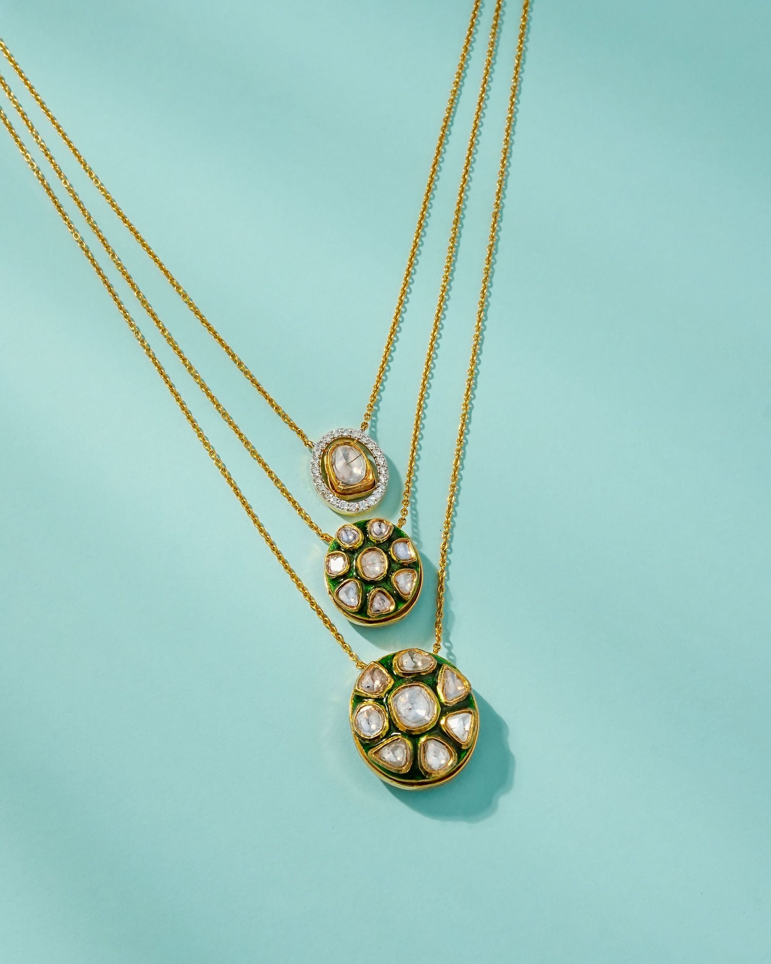 Kirti Polki And Diamond Pendant