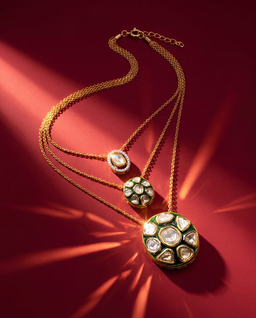 Kirti Polki And Diamond Pendant