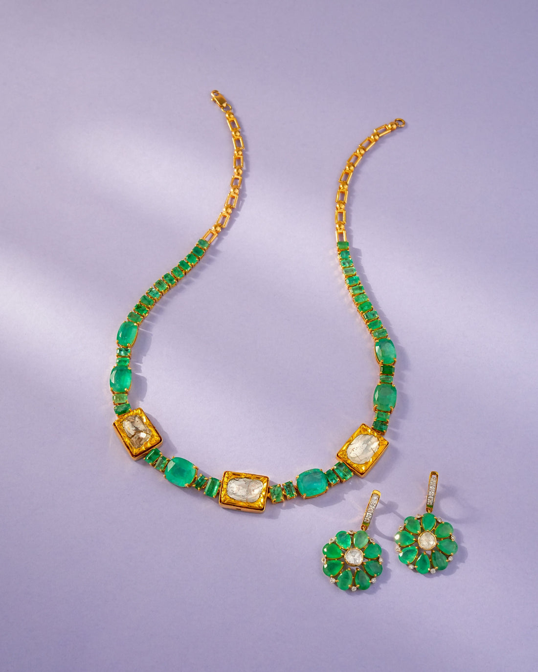 Anaya Polki And Diamond Hoops