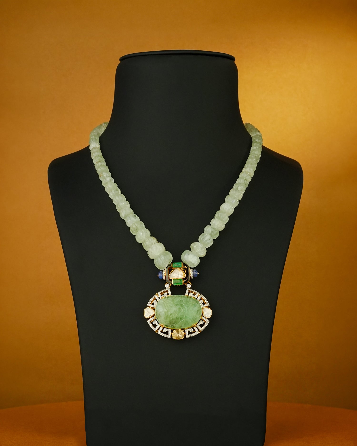 Damini Polki And Diamond Bead Pendant