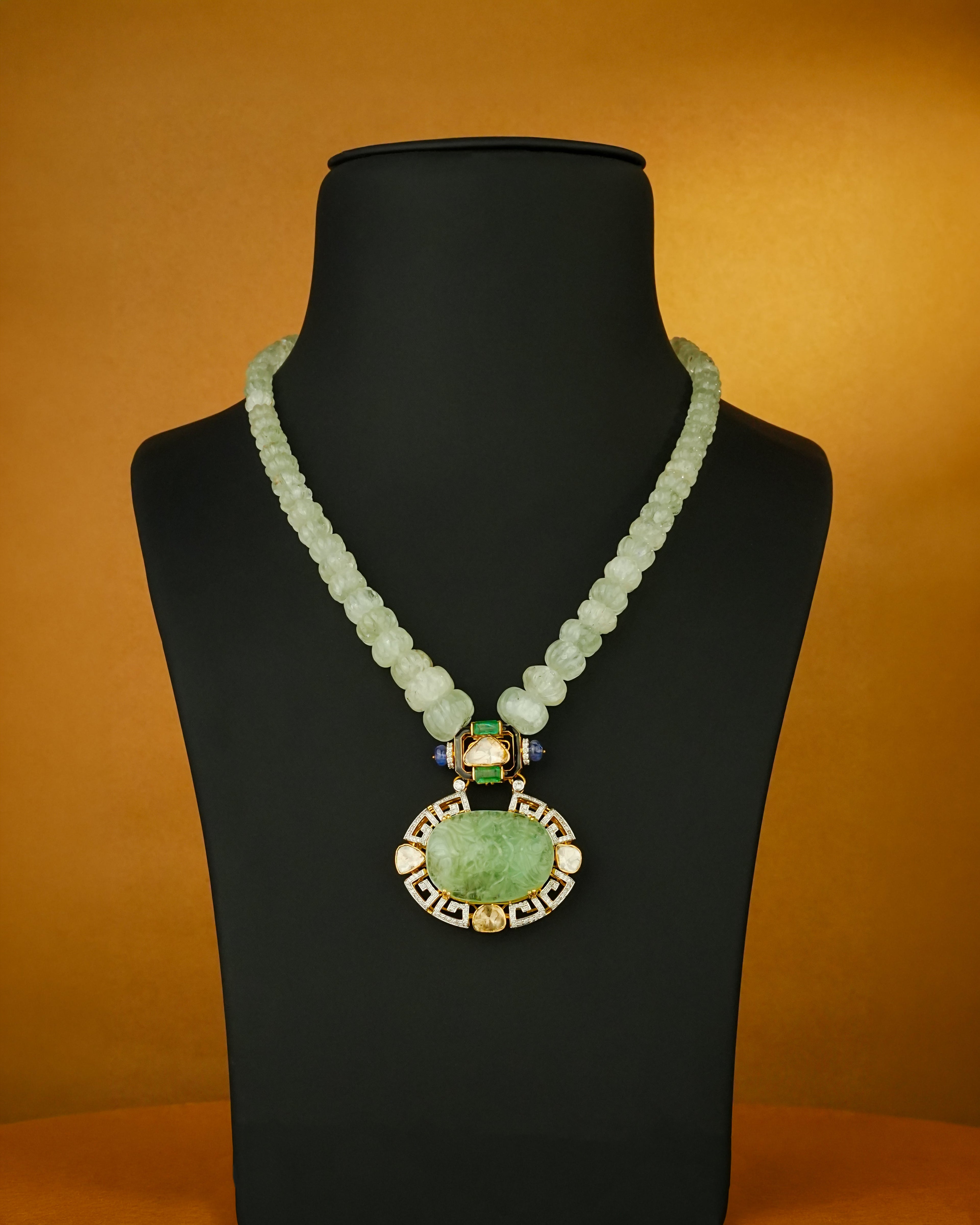 Damini Polki And Diamond Bead Pendant