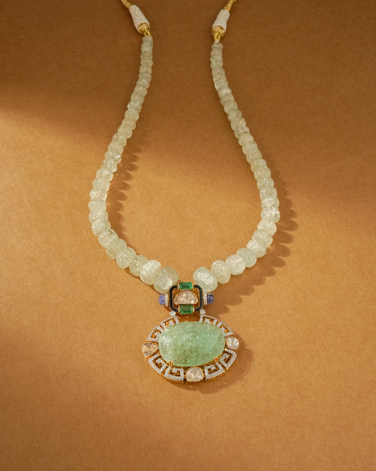 Damini Polki And Diamond Bead Pendant