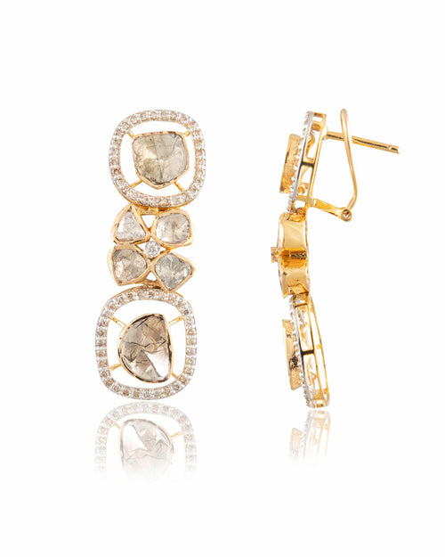 Akansha Polki And Diamond Long Earrings