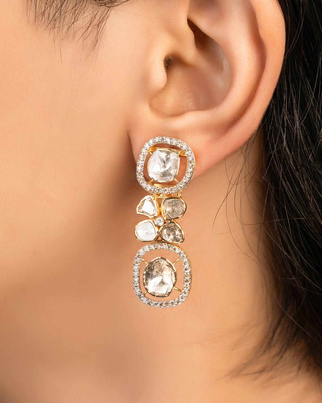 Akansha Polki And Diamond Long Earrings