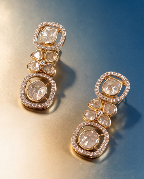 Akansha Polki And Diamond Long Earrings