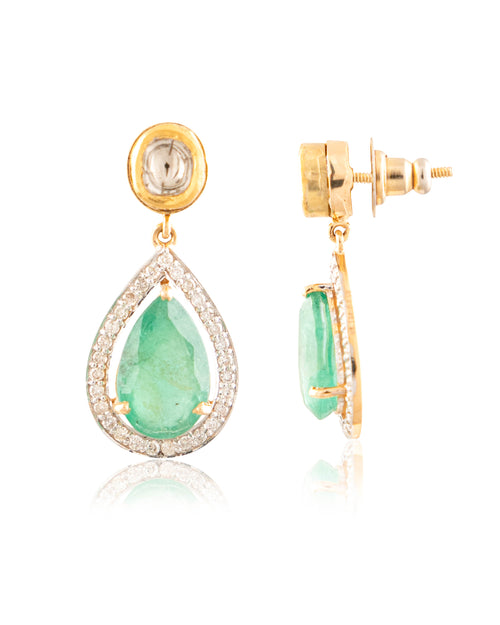 Netika Polki And Diamond Long Earring
