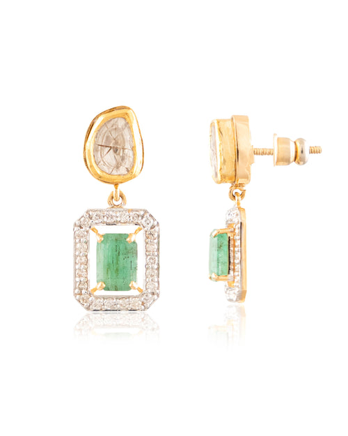 Laina Polki And Diamond Long Earring
