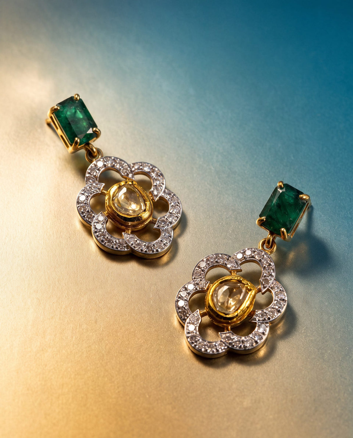 Era Polki And Diamond Long Earrings