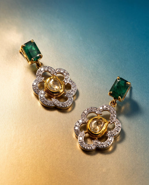 Era Polki And Diamond Long Earrings