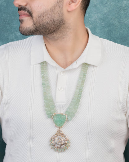 Karan Johar - Carved Emerald Polki And Diamond Necklace