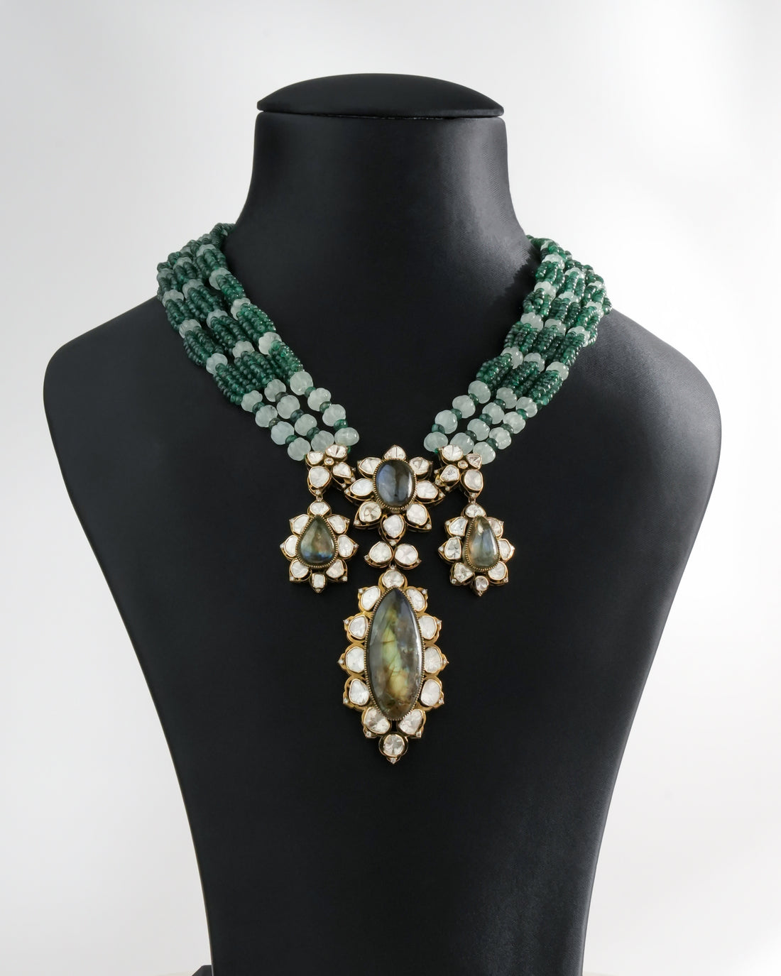 Zeenat Aman - Olive Polki And Diamond Bead Pendant