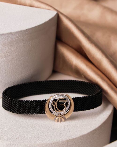 Diamond Loose Bracelet With Black Strape
