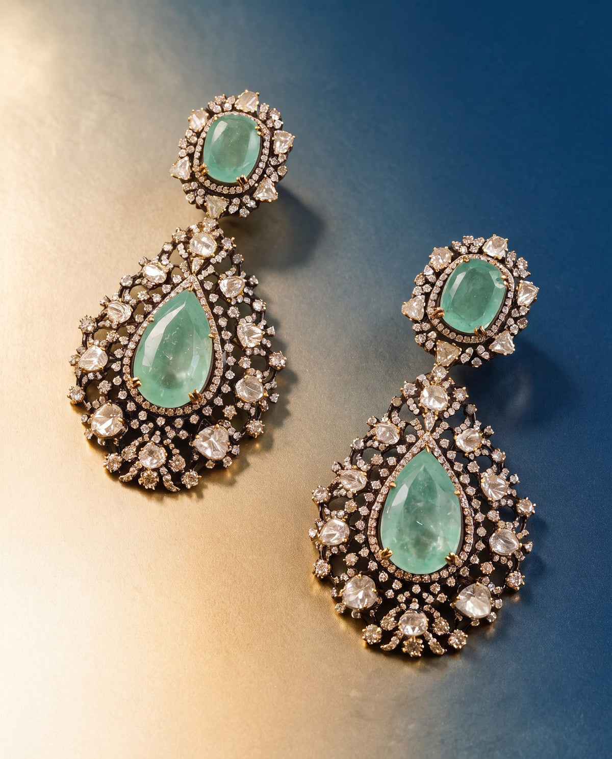 Hema Polki And Diamond Long Earrings
