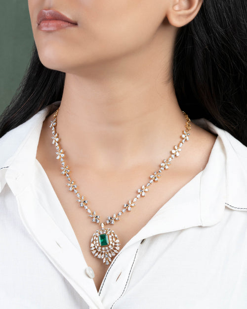 Floral Diamond Long Necklace