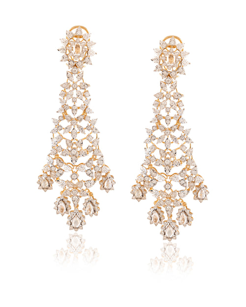 Flower Design Long Earrings