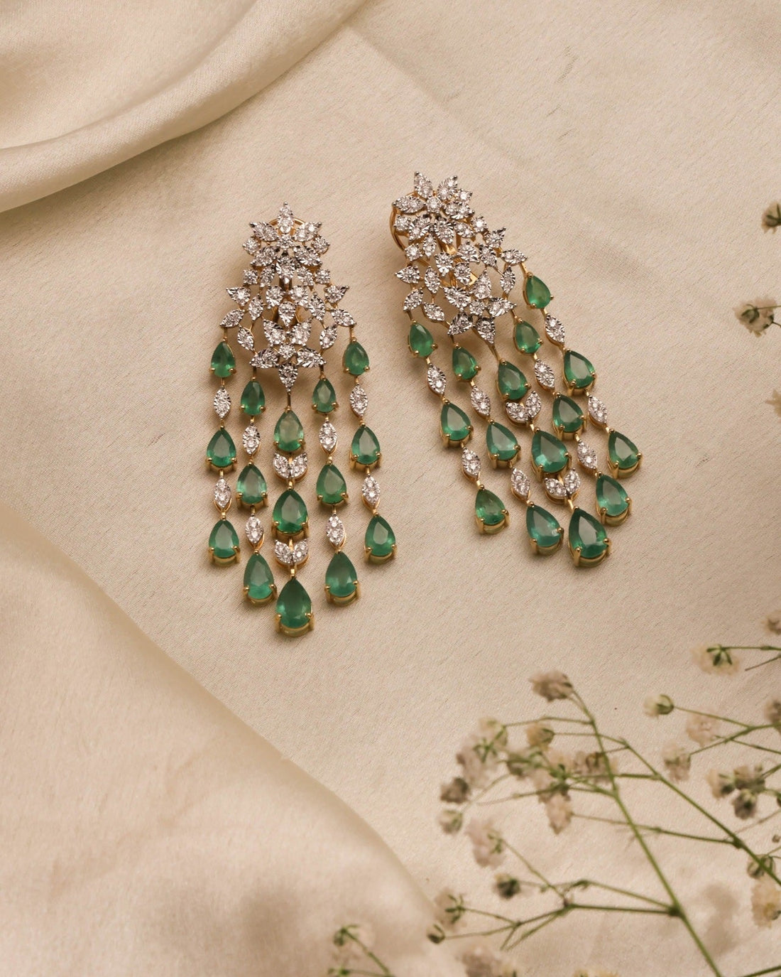 Green Long Earrings