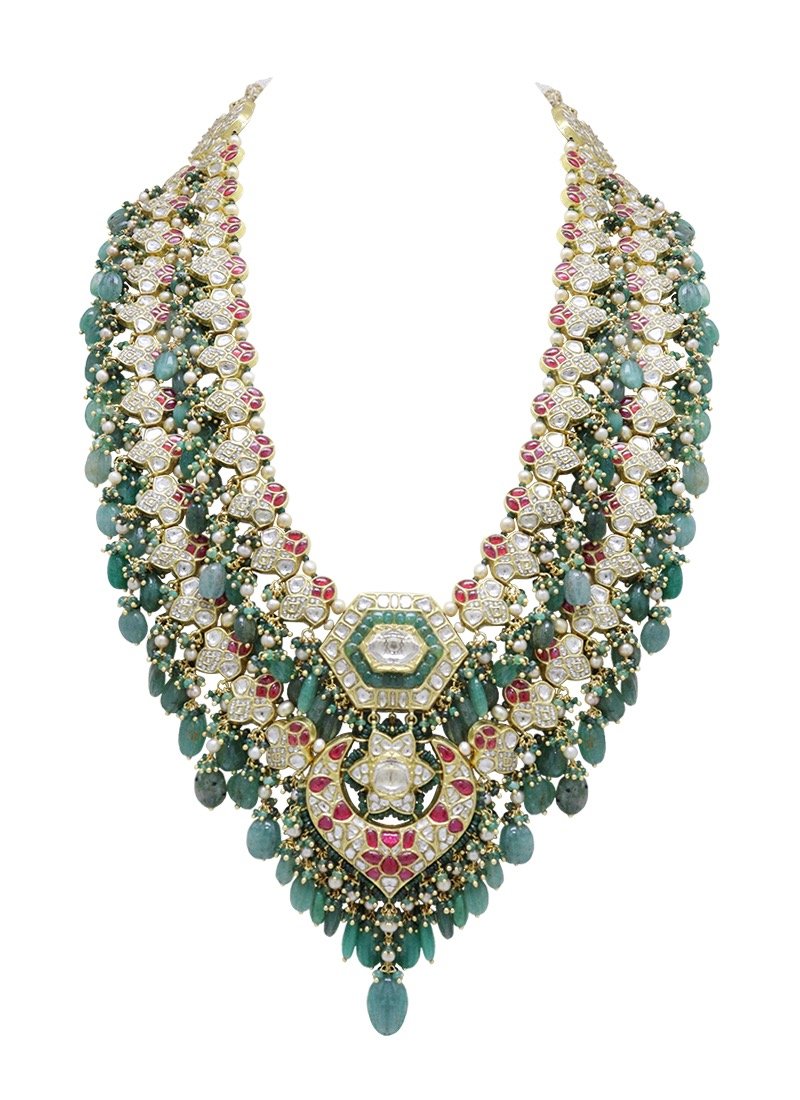 Kusuma Long Necklace And Eliseo Chandbalis Polki Set