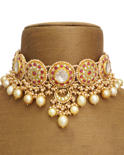 Khushali Choker And Lavanya Chandbalis Polki Set