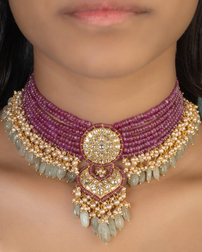 Kumud Polki Bead Choker