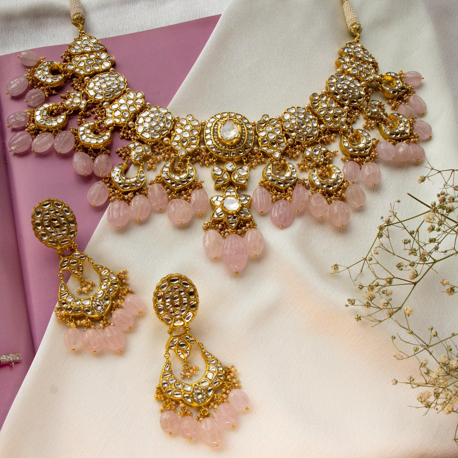 Priti Necklace and Nikita Chandbalis Polki Set