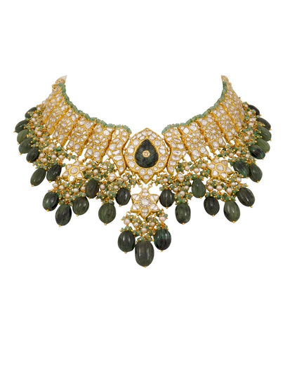 Nikki Necklace And Suman Chandbalis Polki Set