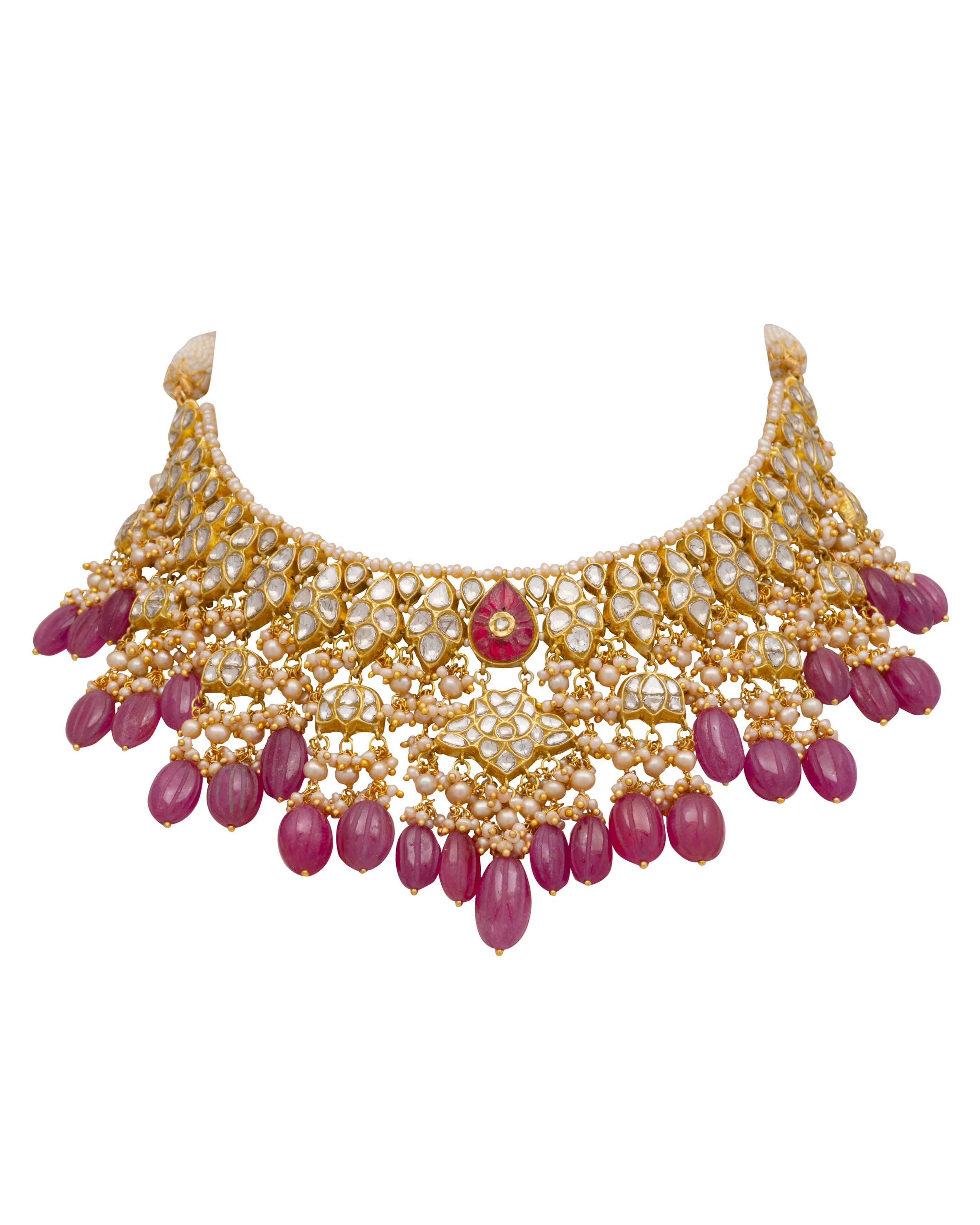 Aanam Necklace and Janki Chandbalis Polki Set