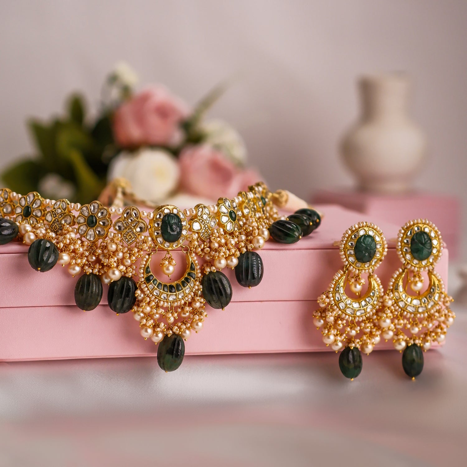 Mehek Choker and Zeenat Chandbalis Polki Set