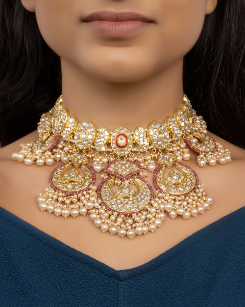 Shreeya Necklace and Smiti Chandbalis Polki Set