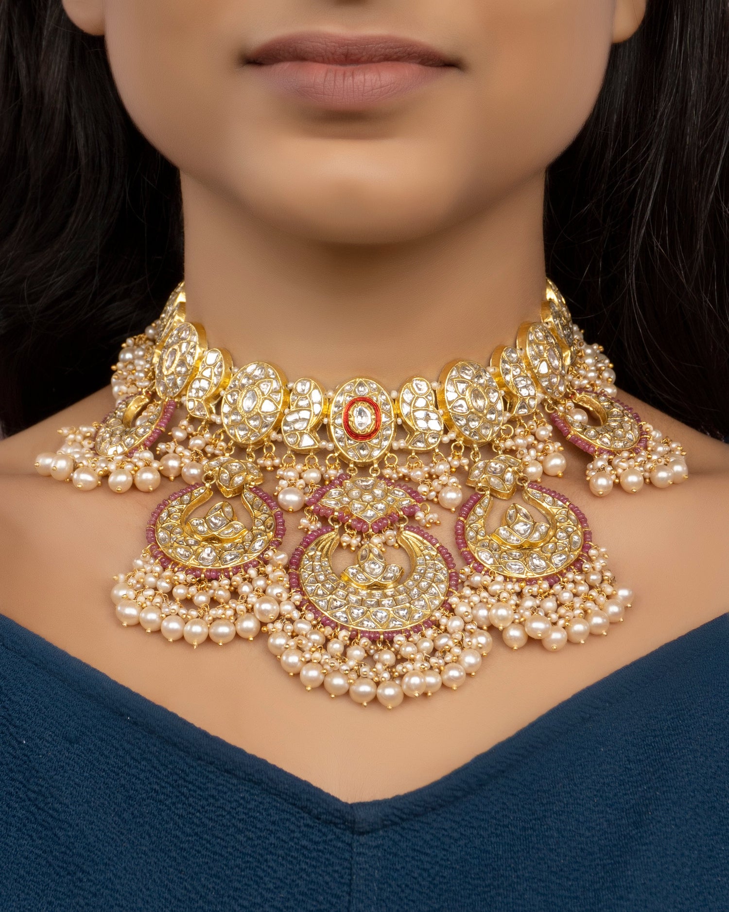 Shreeya Necklace and Smiti Chandbalis Polki Set