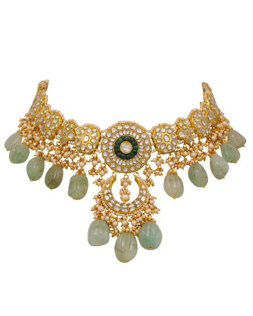 Musha Necklace and Vasanti Earrings Polki Set