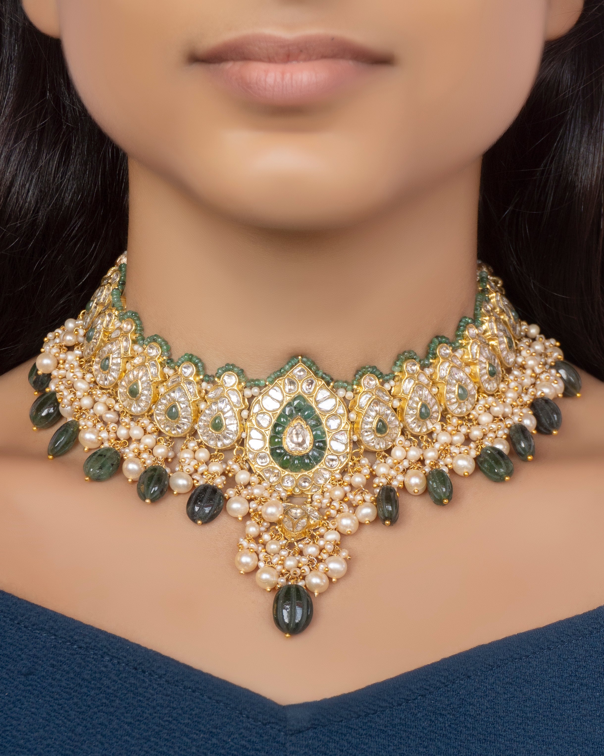 Priyal Necklace and Chitra Earrings Polki Set