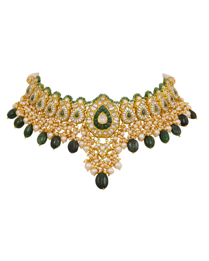 Priyal Necklace and Chitra Earrings Polki Set