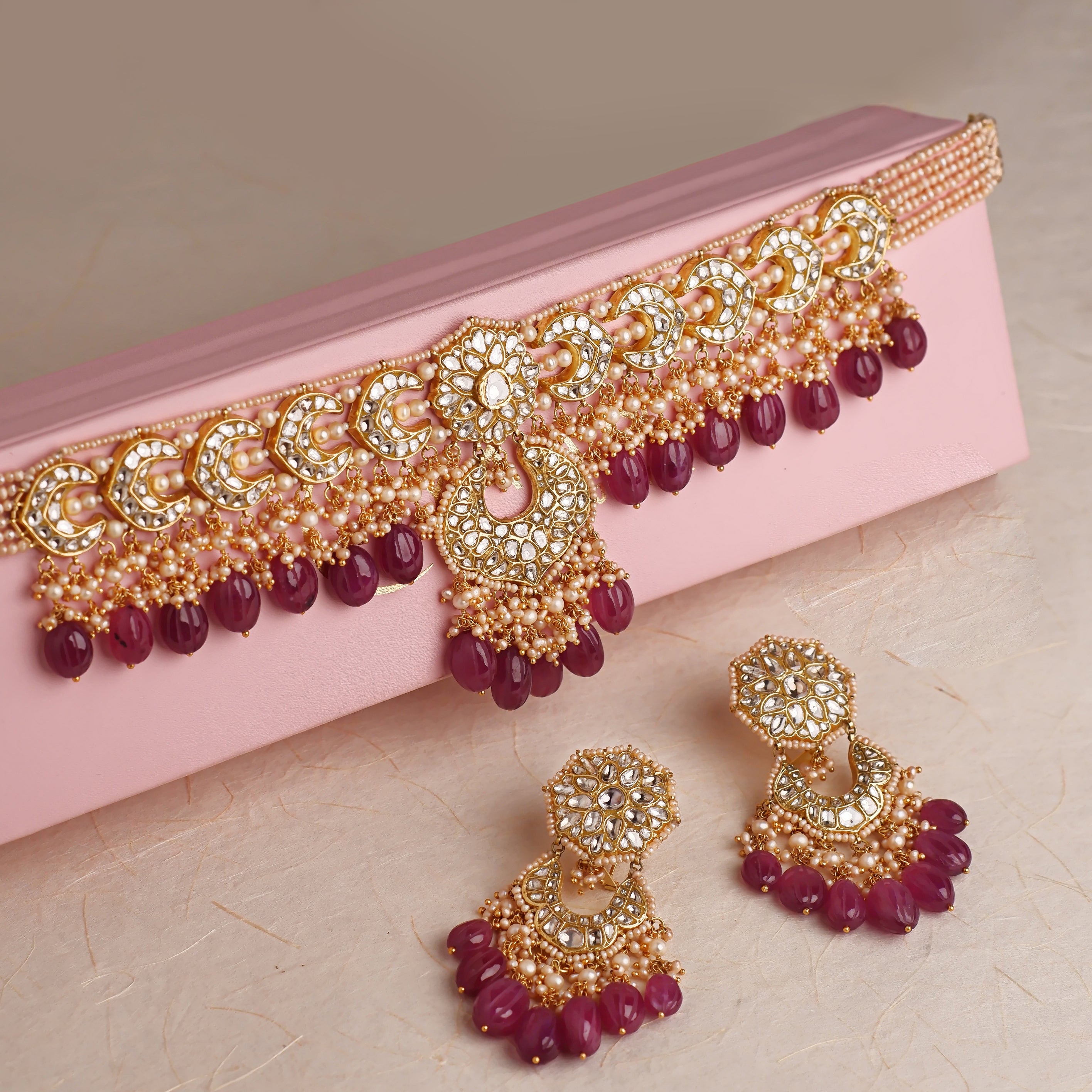 Khushi Choker and Ishna Chandbalis Polki Set