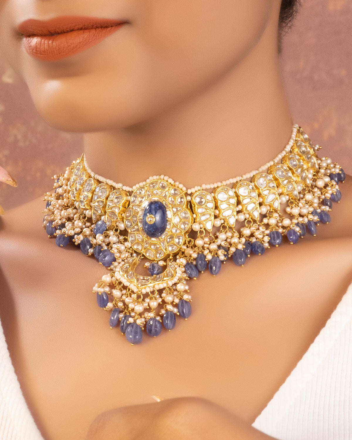 Vedantu Necklace and Lakshi Chandbalis Polki Set