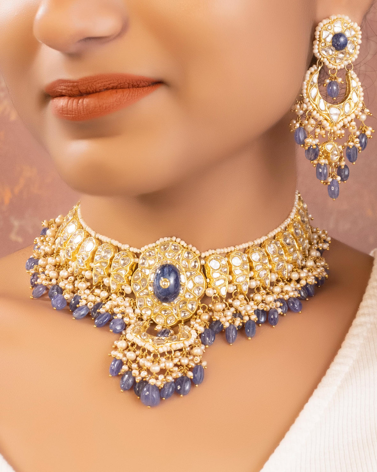 Vedantu Necklace and Lakshi Chandbalis Polki Set