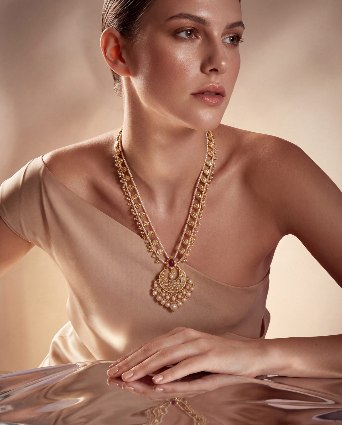 Bina Polki Long Necklace