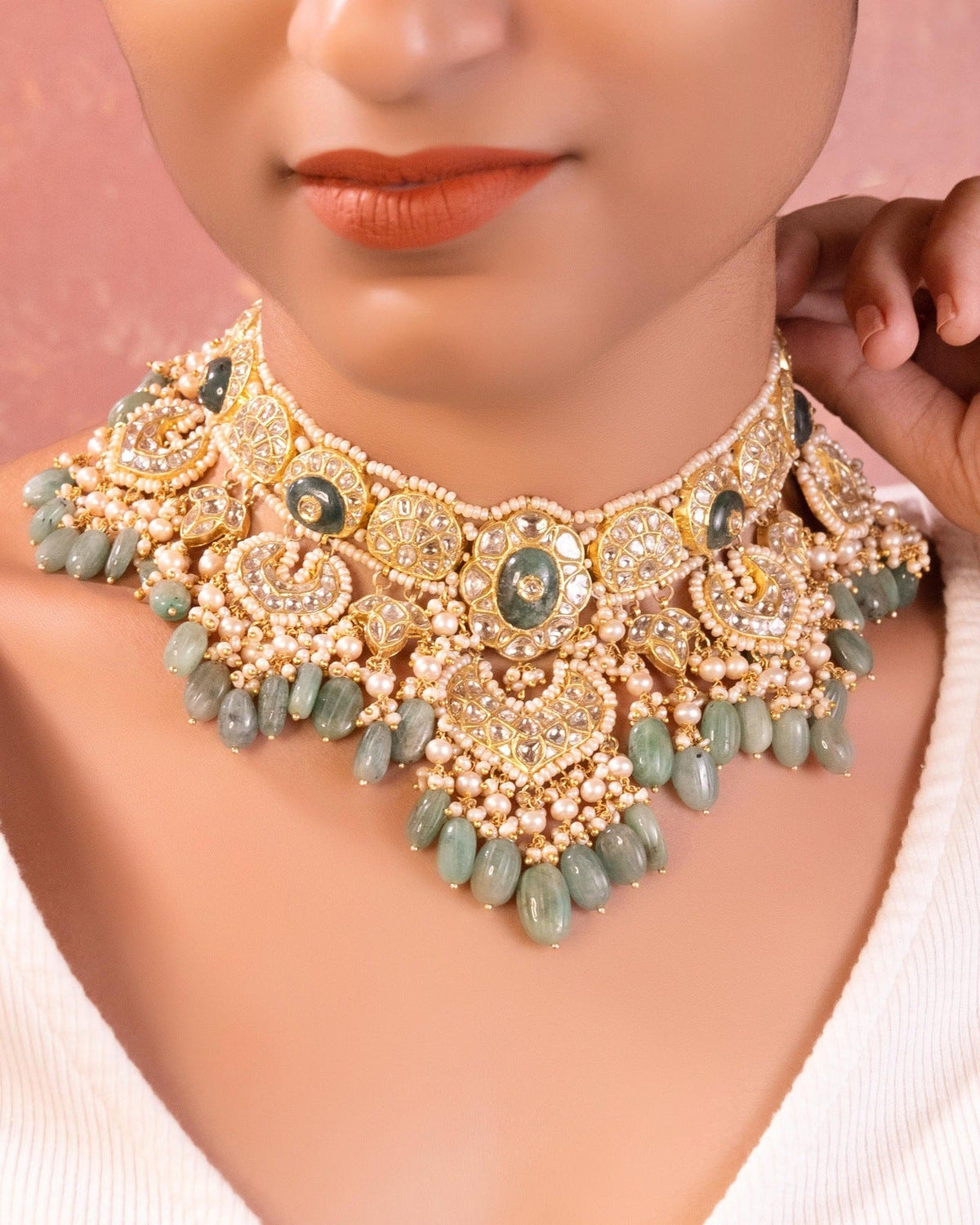 Easti Necklace and Deepa Chandbalis Polki Set