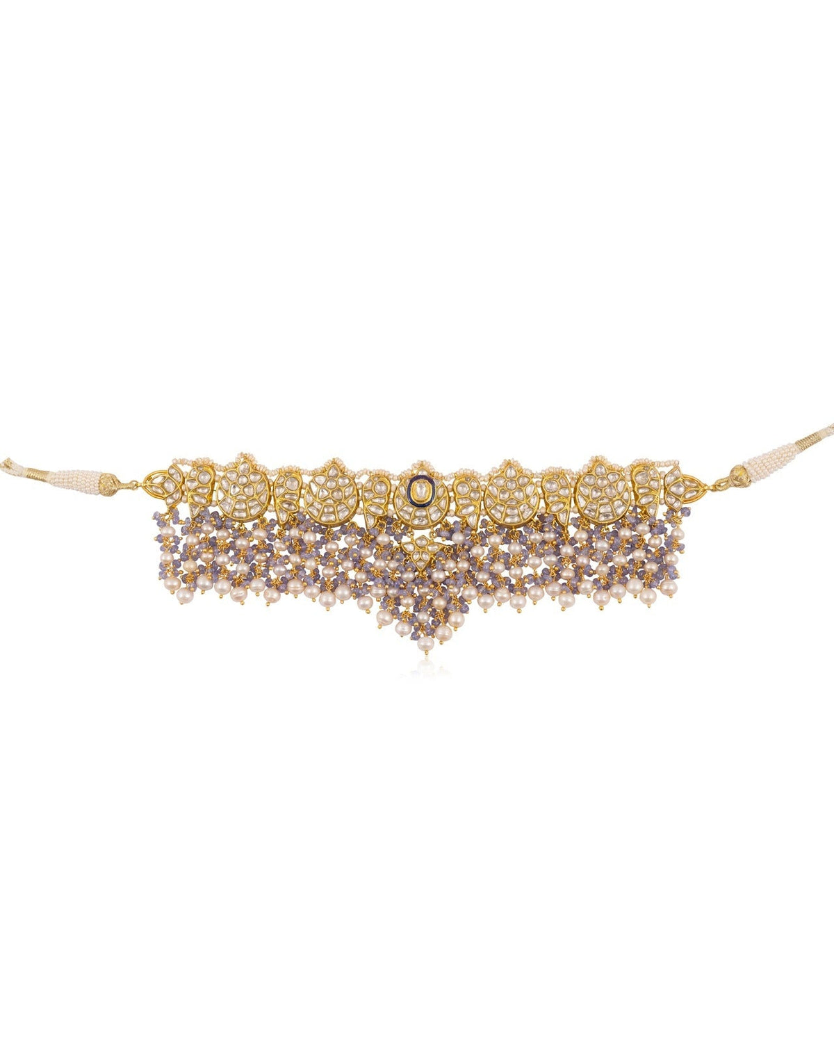 Jessica Choker And Kajal Long Earrings Polki Set