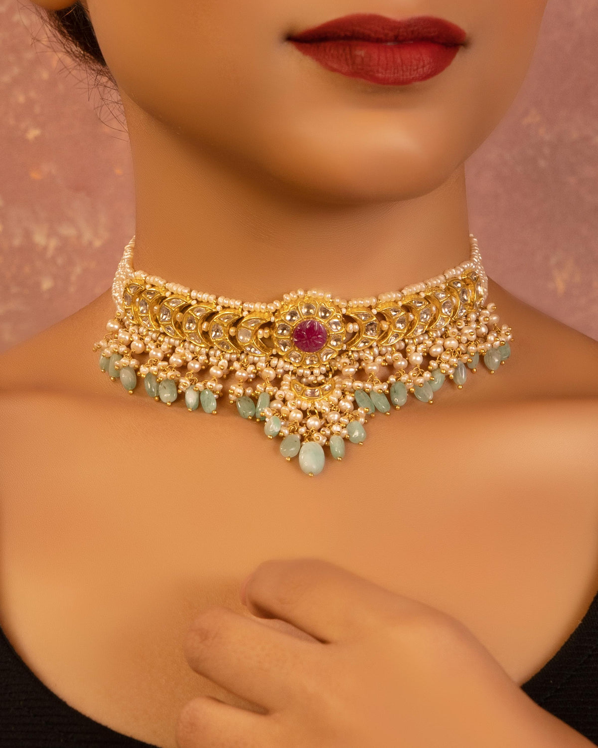Jennifer Choker And Bhoomi Chandbalis Polki Set