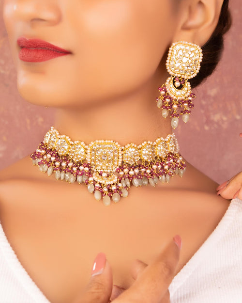 Advita Choker And Tanaz Chandbalis Polki Set