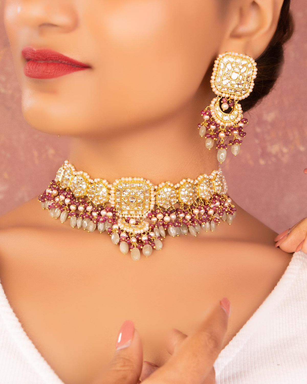Advita Choker And Tanaz Chandbalis Polki Set