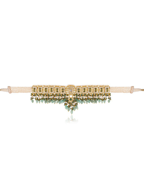 Nividita Choker And Sana Long Earrings Polki Set