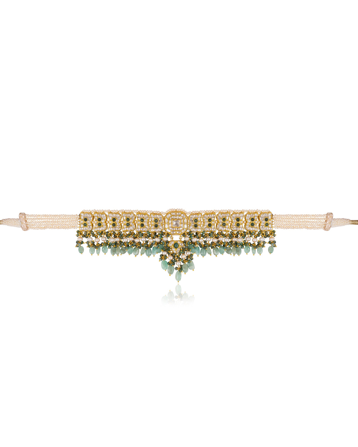 Nividita Choker And Sana Long Earrings Polki Set