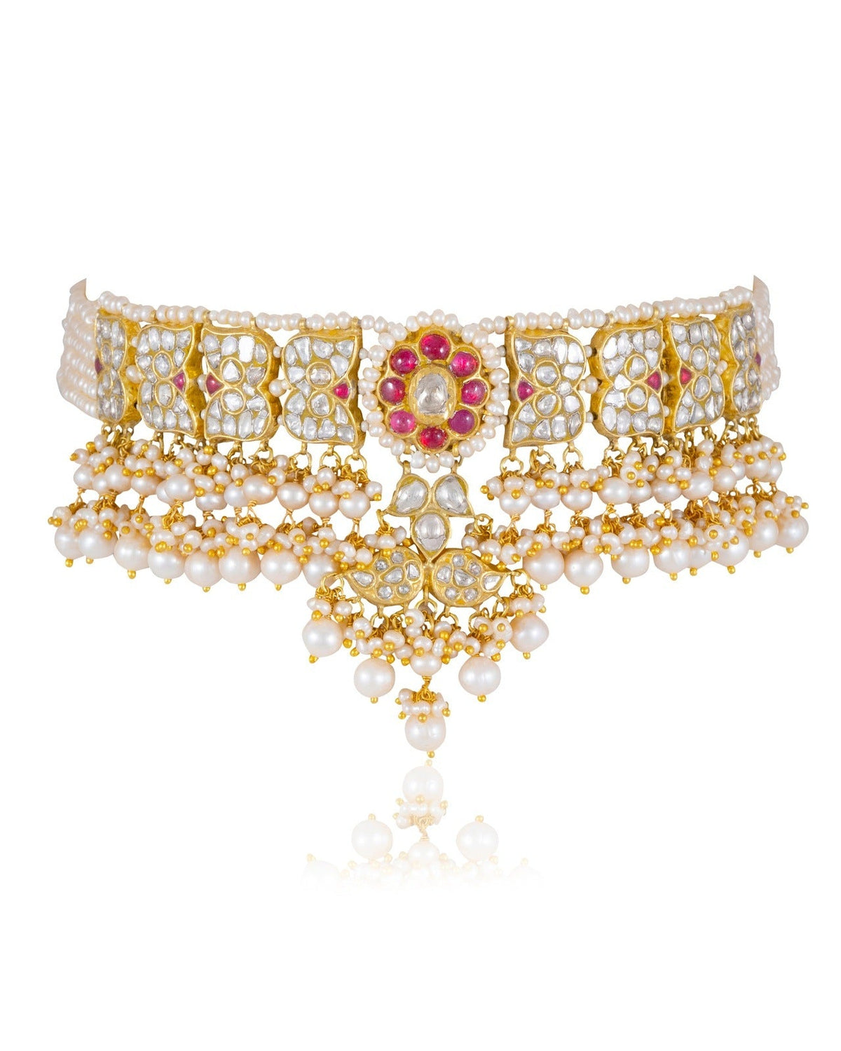 Mughda Choker And Pihu Long Earrings Polki Set