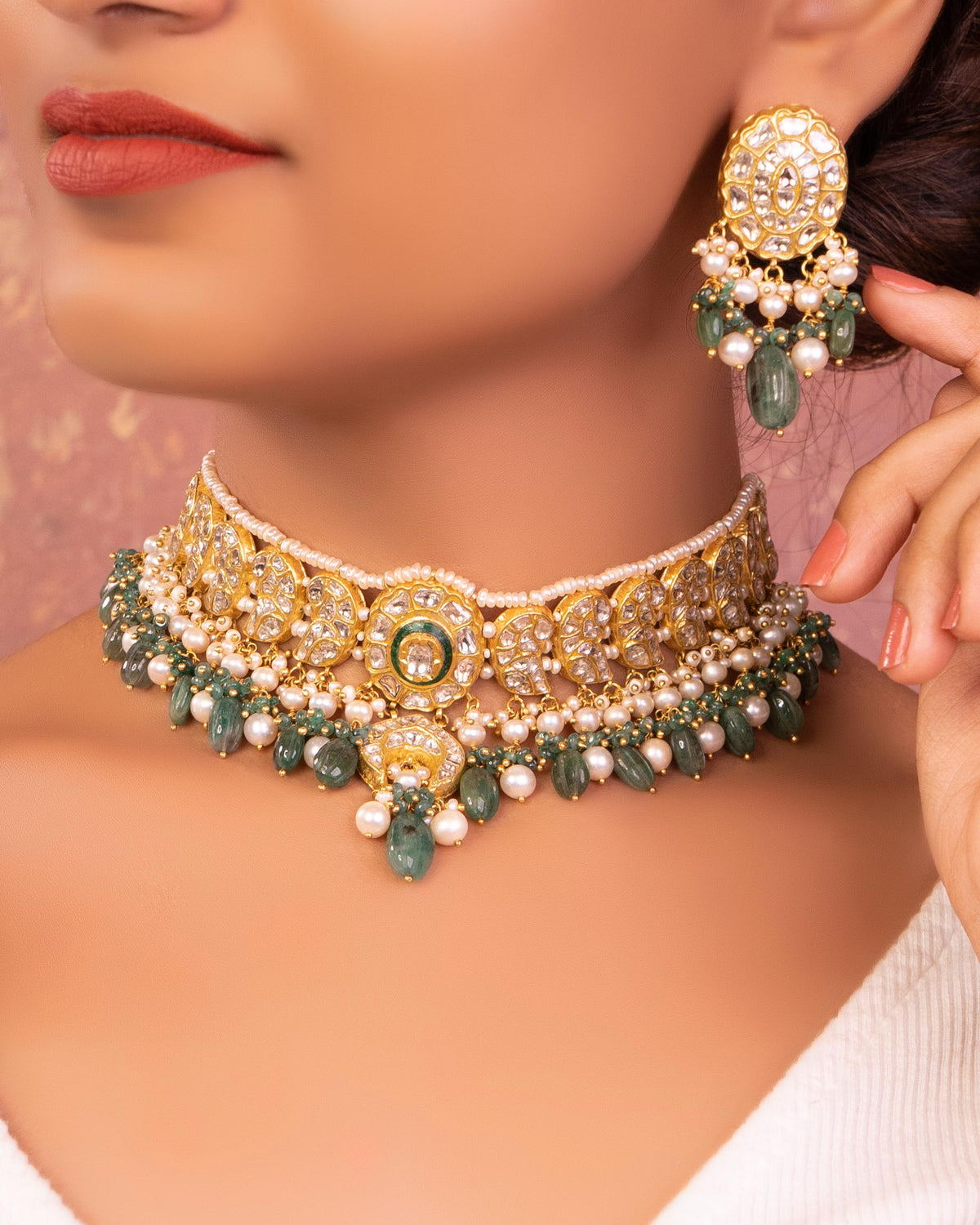 Jalsa Choker And Michelle Tops Polki Set