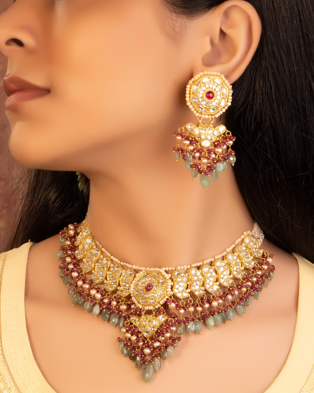 Taisha Polki Long Earrings